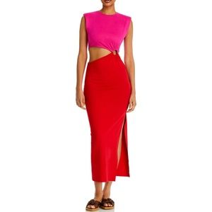 Fore pink and red cutout midi dress sz M sold out